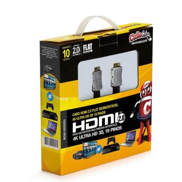 Imagem de Cabo HDMI 2.0 FLAT Desmontável,19 Pinos, 4K, Ultra HD, 3D - 10 metros 