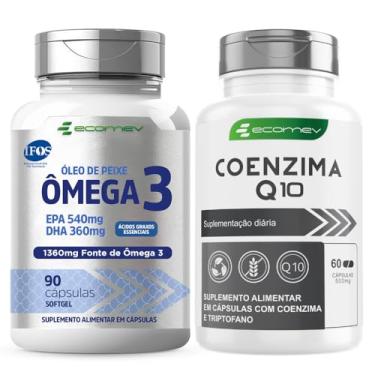 Imagem de Kit Coenzima Q10 + Omega 3 Ultra 1360Mg Epa Dha (Selo internacional) Pureza Qualidade IFOS