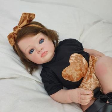 Imagem de Bebê Reborn Realista Maria Eduarda, Cabelo fio a Fio - Mundo Azul e Ro