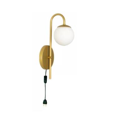 Imagem de Arandela Parede Abajur Cabeceira Dourado Interruptor Rabicho - Arandel