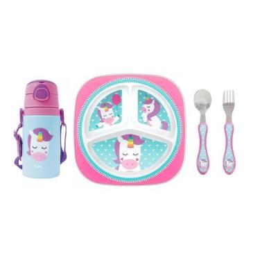 Imagem de Kit Prato+ Talher+ Garrafinha Fun Unicórnio - Pra Casa Decor