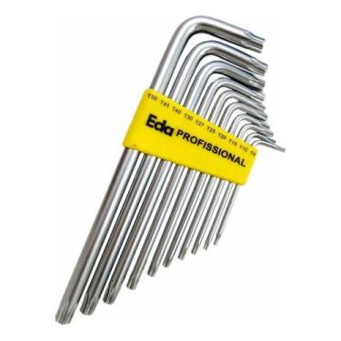 Imagem de Kit Jogo Chave Torx Aço Tipo L Com 10 Peças T9 A T50 - Eda