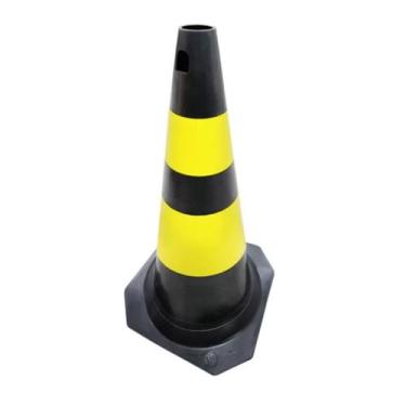 Imagem de Cone de Sinalização 70cm Amarelo e Preto Plastcor, Amarelo e Preto