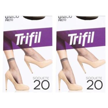 Imagem de Kit 2 Meia Soquete Social Básica Preta Fio 20 - Trifil