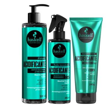 Imagem de Kit Haskell Shampo Máscara Acidificante E Fuido Reconstrutor