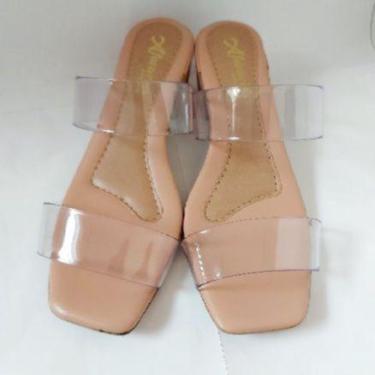 Imagem de Sandália feminina Tamanco Tiras Cristal saltinho médio - Bella Calçado