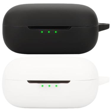 Imagem de Accdeny Capa de fone de ouvido compatível com EarFun Air Pro 4, [suporta carregamento sem fio] [capa protetora à prova de choque] capa de silicone para fone de ouvido (preto-branco)
