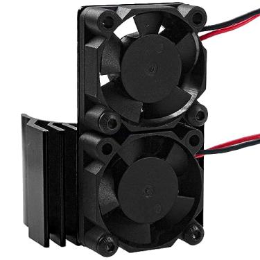Imagem de Vgoohobby Dissipador de calor do motor RC com ventilador de resfriamento duplo de 5 V para dissipador de calor de motor elétrico de tamanho 550 540 compatível com Traxxas Tamiya Redcat HPI Wltoys HSP Losi RC 1/10 carro caminhão rastreador (preto)