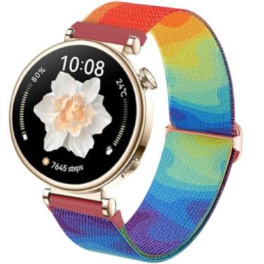 Imagem de DEALELE Pulseiras femininas compatíveis com Huawei Watch GT5 Pro de 42 mm/GT5 de 41 mm/GT4 de 41 mm/Garmin Venu 3S/Forerunner 265S/Fossil Gen 6, pulseira de nylon elástica colorida de 18 mm, fluido