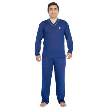 Imagem de Pijama Masculino Longo Liso Inverno Adulto  - Prikéta Pijamas, Azul ma