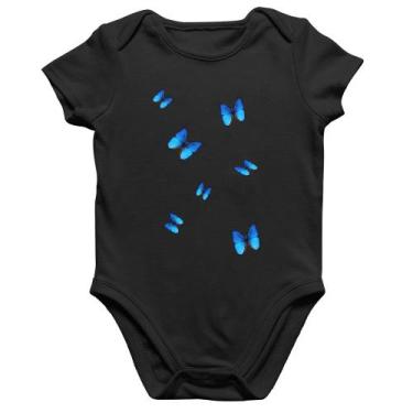 Imagem de Body Bebê Algodão Borboletas Azuis - Foca na Moda, Preto, GG