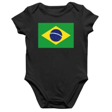Imagem de Body Bebê Algodão Bandeira Brasil - Foca na Moda, Preto, G