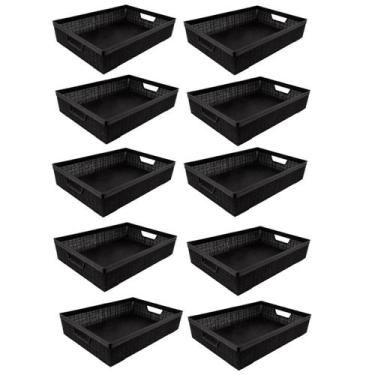 Imagem de Kit 10 Cestos Organizadores Juta A5 2L 24x16,5x6,5 Cm  Preto 3131  Jag