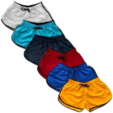 Imagem de Kit 6 Short Feminino Tactel Liso Moda Praia Shortinho Verão - Relaxado