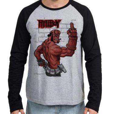 Imagem de Camiseta Manga Longa blusa HellBoy dedo - Empório Dutra, P  adulto