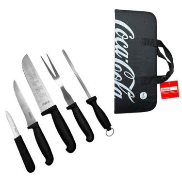 Imagem de Jogo Churrasco Coca Cola Garfo Faca Afiador Maleta 5 Pçs - Hauskraft ,