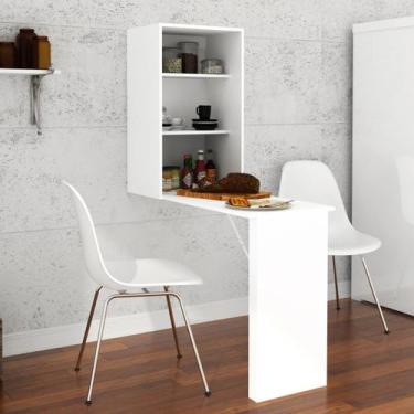 Imagem de Armário com Mesa Dobrável 48x158cm Branco Tecno Mobili