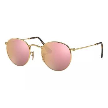 Imagem de Oculos Sol Round 3447 Dourado Lt Rosê Espelhado - Original Miami Sun