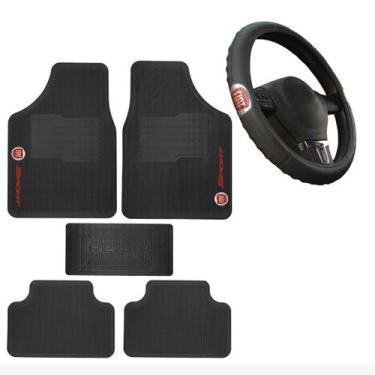 Imagem de kit jogo tapete automotivo carro borracha + capa de volante - rekar, f