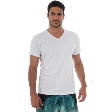 Imagem de Camiseta Masculina Decote V Algodão Slim Fit Branca - Anistia, GG