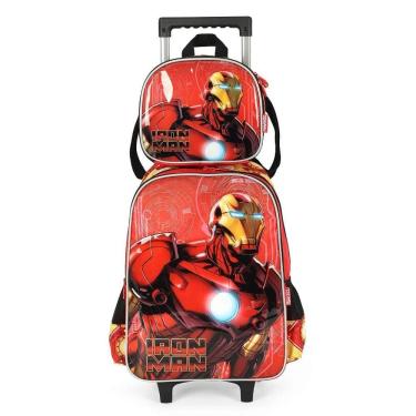 Imagem de Kit Mochila Rodinha Lancheira Luxcel Avengers Homem de Ferro