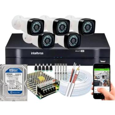 Imagem de Kit 5 Câmeras de seguranca 720p + Dvr Mhdx Multi Hd + Hd + Cabo - Inte