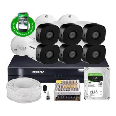 Imagem de Kit Cftv 6 Câmeras 1120B Bullet 720P Dvr 8 Canais Intelbras Mhdx + Hd 