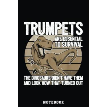 Imagem de Funny Trumpet Player Saying Dinosaur Trumpets Are Essential Notebook: Cute Trendy Dinosaur Wide Ruled Paper Notebook Journal | Pretty Wide Blank Lined ... for Home School College for Writing Notes