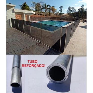 Imagem de Cerca Removível Para Piscina - tubo aluminio natural com reforço - mód
