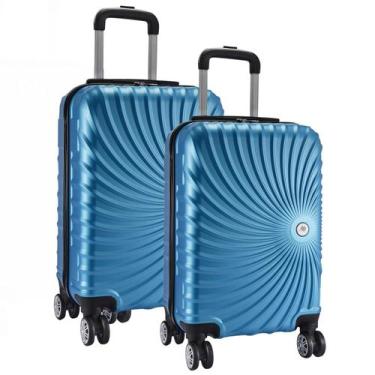 Imagem de Kit 2 Malas De Viagem Grande e Média em Abs 4 Rodas 360 - EAGLE, Azul
