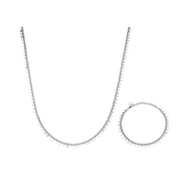 Imagem de LUUK LIFESTYLE Colares, pulseiras e conjuntos de joias de aço inoxidável de filigrana, joias de design moderno, acessório de moda para mulheres, estilo elegante, comprimento ajustável, aparência de camada, ouro, prata e ouro rosa, Jewelry Set - Coins, Conjunto de joias - Moedas, Sem Pedra Preciosa