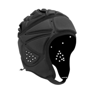 Imagem de Dynwave Capacete de Rugby Protetor de Cabeça de Rugby Acessórios Macios Boné de Proteção Capacete para Futebol Americano de Bandeira Beisebol Arremessador, Preto