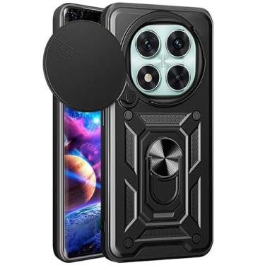 Imagem de Ysnzaq Capa protetora para Xiaomi Redmi Note 14 Pro 5G, resistente e durável com suporte giratório e capa de lente de câmera deslizante, disponível em Preto e Branco