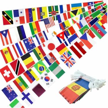 Imagem de Ckexin 226 Countries International World String Flags Banner Set Pequeno Mini Todos os Países Bandeiras Nacionais Decorações para Sala de Aula, Olímpicos, Bares, Clubes Esportivos, Festivais Escolares