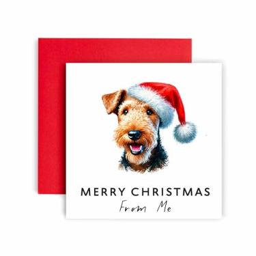 Imagem de Huxters Cartão de Natal do cão – Airedale Terrier – Feliz Natal para mãe e pai de cachorro – Cartão de Natal do cão para amigos Família Primeiro Natal (Airedale Terrier)