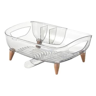 Imagem de ＫＬＫＣＭＳ Prato de cozinha rack de secagem utensílio suporte de secagem compacto espaço economia utensílio titular multiuso prato secador rack pia prateleira, Transparente