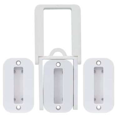 Imagem de Trava magnética para hotel Emporium Suporte branco para Airbnb, hotéis, motéis, trava de banheiro essencial para hóspedes para dispensador flutuante, evita roubo, montado na parede com fita ou