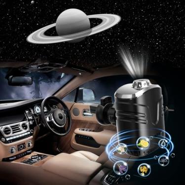 Imagem de Projetor de carro estrela com ambientador de ar, luz ambiente de teto com 6 aromas, ligar/desligar automático, luz de destaque de clipe de ventilação com difusor (saturno)