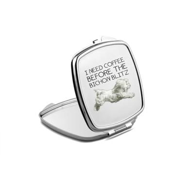 Imagem de SpreadPassion Espelho compacto Bichon Frise, presente Bichon Frise, espelho fotográfico Bichon Frise, espelho de maquiagem de viagem, espelho pequeno de mão, espelho de bolso portátil, ideia de