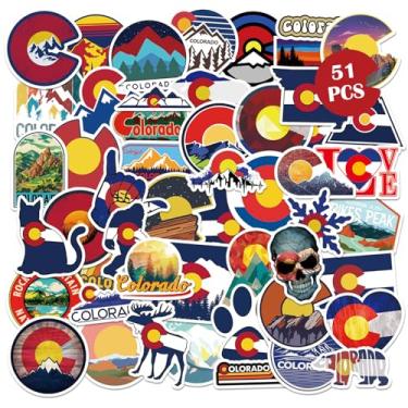 Imagem de 51 peças adesivos Colorado bandeira do estado do amor decoração de vinil à prova d'água moderna para garrafa de água, notebook, bagagem, telefone, mala de carro, para-choques para adolescentes,