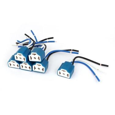 Imagem de A ABSOPRO DC 12V 3-Wires H4 9003 lâmpada de farol soquete conector chicote de fios adaptador pigtail plástico durável metal azul branco preto (conjunto de 6)