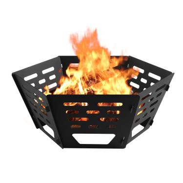 Imagem de Fogueira portátil de 61 cm, fogueira a lenha ao ar livre, fogueira de metal quadrada destacável para acampamento, piqueniques, churrasqueiras, pátios, fogueiras de jardim e aquecimento externo com