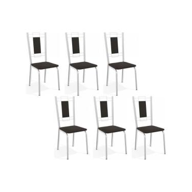 Imagem de Kit 6 Cadeiras Sala Jantar Florença C005 6 Un Cromada Preto 110