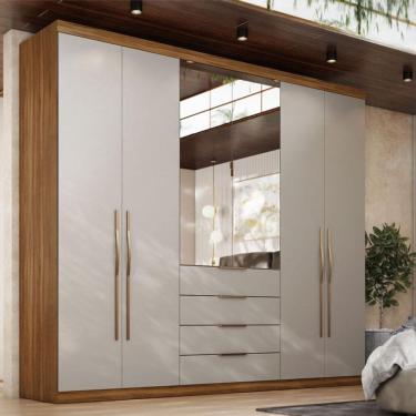 Imagem de Guarda Roupa Casal Ambiente Giardino 6 Portas Amêndola Nude Prime TX com Espelho - Demóbile
