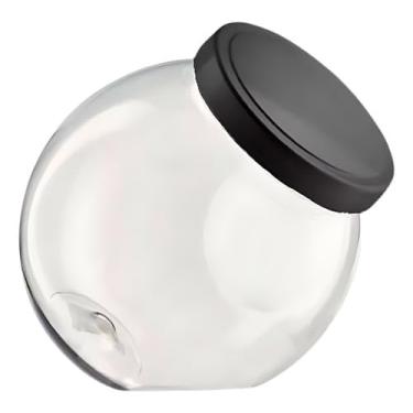 Imagem de Baleiro 600ml com Tampa De Rosca Redondo Pote Balas Doces Plástico (Preto)