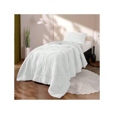 Imagem de Kit Edredom Solteiro 2 Peças Cobertor Margarida Branco