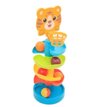 Imagem de Zippy Toys, Brinquedo Educativo Interativo Torre Espiral de Bolinhas com Cestinha Luzes e Som, Tigre