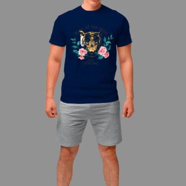 Imagem de Camisetas Básica Casual Estilosa Gola Redonda - Rodliwes, Azul, P