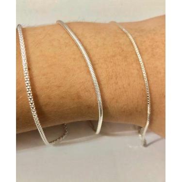 Imagem de Kit 3 Pulseiras Prata Legítima 925 - Lojas La&Ny