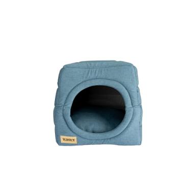 Imagem de Cama iglu toca para cachorro e gato, cama 2x1 para cachorro ou gato com almofada, Cor Indigo TAM. G